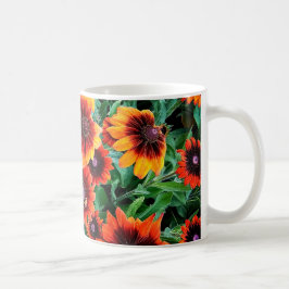 Taza De Café flores naranjas y marrones
