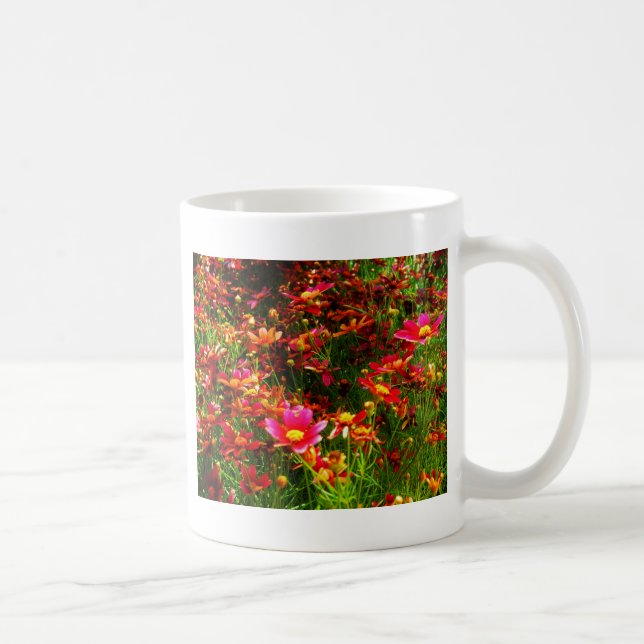 Taza De Café Flores negras rosadas y amarillas Daisy Wild (Derecha)