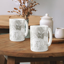 Taza De Café Flores otoñales y calabazas de salchicha