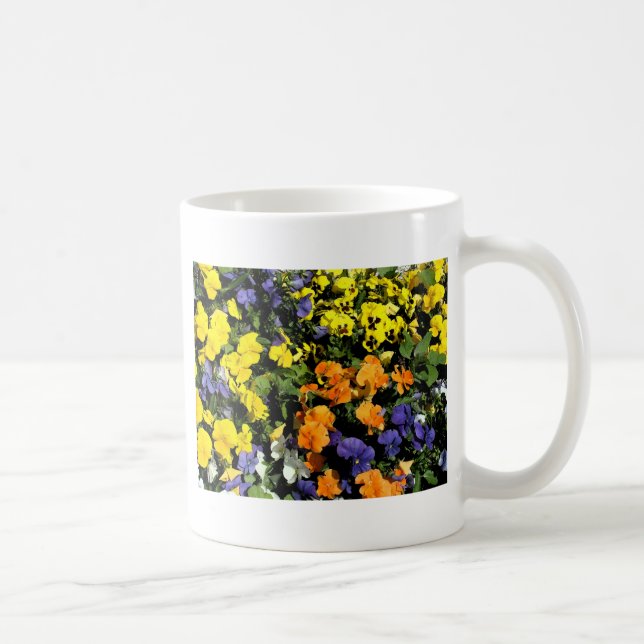 Taza De Café flores pansy coloridas (Derecha)