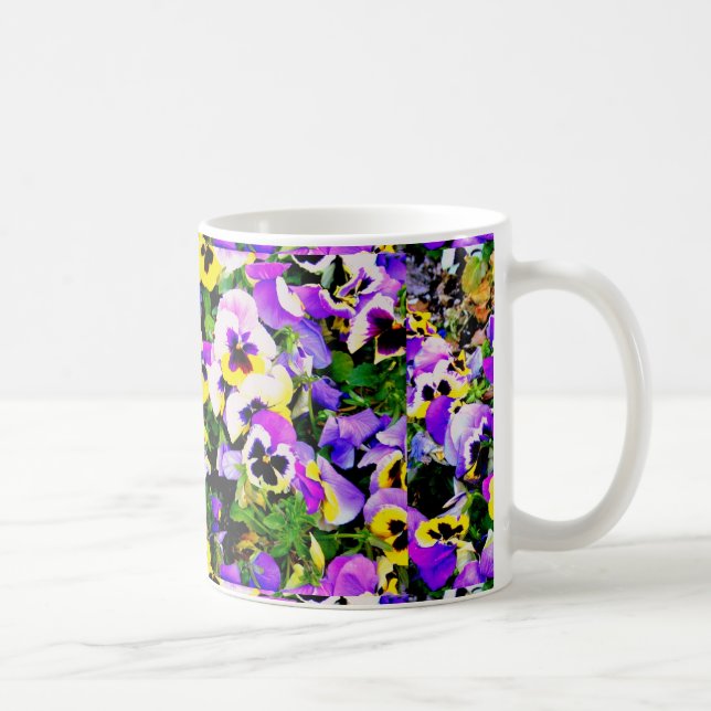 Taza De Café flores pansy multicolores (Derecha)