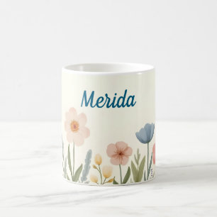 Taza De Café Flores Pastel de Color Rosa y Azul