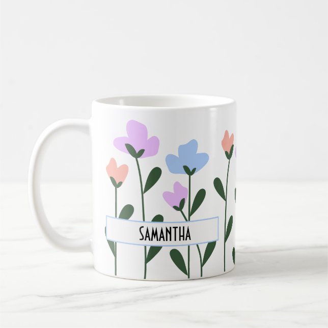 Taza De Café flores pastel personalizadas (Izquierda)