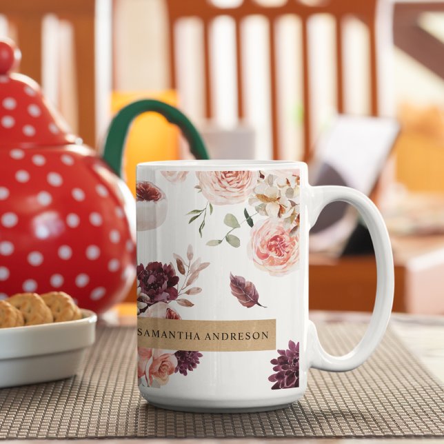Taza De Café Flores pasteles modernas y regalo personalizado de (Subido por el creador)