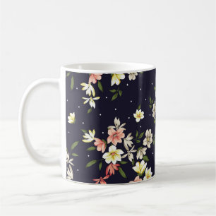 Taza De Café flores pequeñas de color amarillo rosa y marrón co