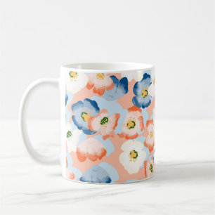 Taza De Café Flores pequeñas de color de agua: Patrón de vintag