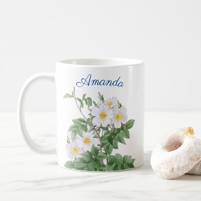 TAZA DE CAFÉ FLORES PERSONALIZADOS (Con donut)