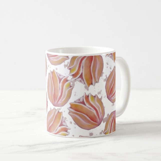 Taza De Café Flores Pêssego (Anverso derecho)