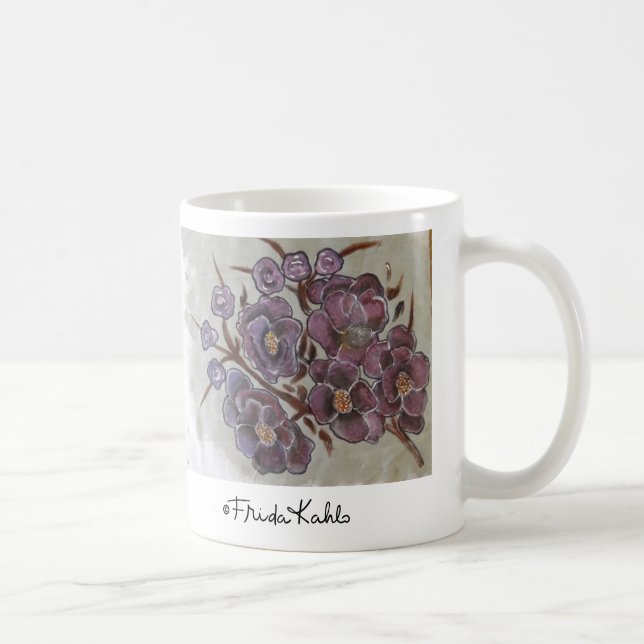 Taza De Café Flores pintadas de Frida Kahlo (Derecha)