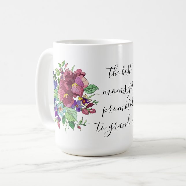 Taza De Café Flores pintadas, por primera vez abuela (Anverso izquierdo)