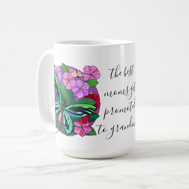 Taza De Café Flores pintadas, por primera vez abuela tazón de c (Anverso izquierdo)