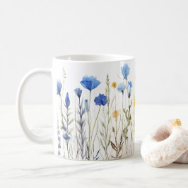 Taza De Café Flores Presionadas De Maíz Estilo Acuarela