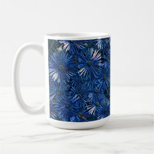 Taza De Café Flores Profundas Estilizadas Azules Tea / Café Mug