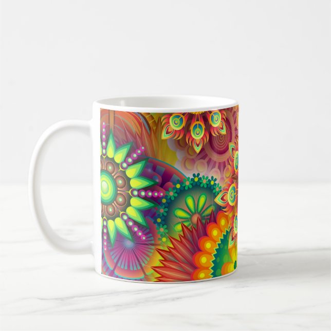 Taza De Café Flores psicodélicas (Izquierda)