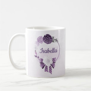 Taza De Café flores púrpura románticas botánicas