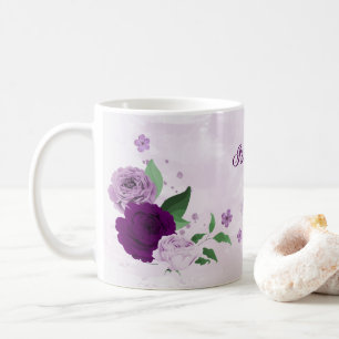 Taza De Café Flores púrpura románticas vegetación 