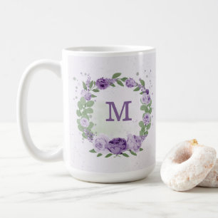 Taza De Café flores púrpura románticas vegetación