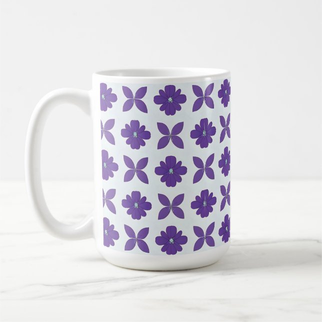Taza De Café Flores púrpuras con fondo claro (Izquierda)