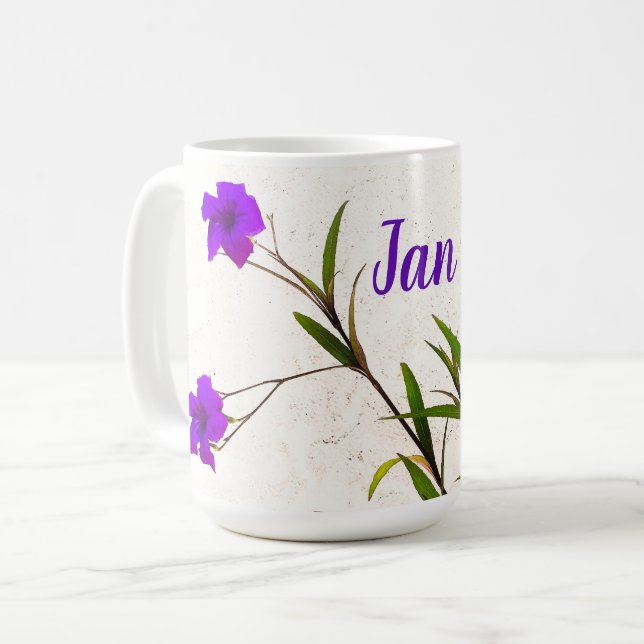 Taza De Café Flores púrpuras en la brisa (Anverso izquierdo)