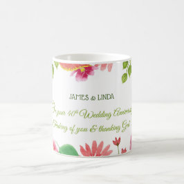 Taza De Café Flores religiosas para el 40º aniversario de bodas