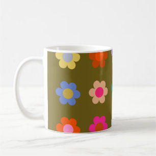 Taza De Café Flores retro de abstracto floral de color vintage