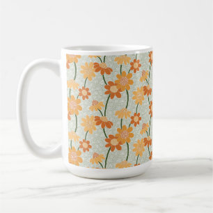 Taza De Café Flores retro de los años 70 apagadas