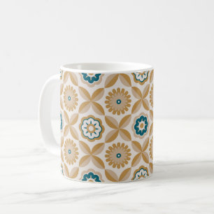 Taza De Café Flores retro doradas
