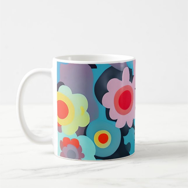 Taza De Café Flores retro modestas (Izquierda)