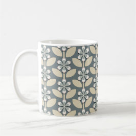 Taza De Café Flores Retro Verde Sage