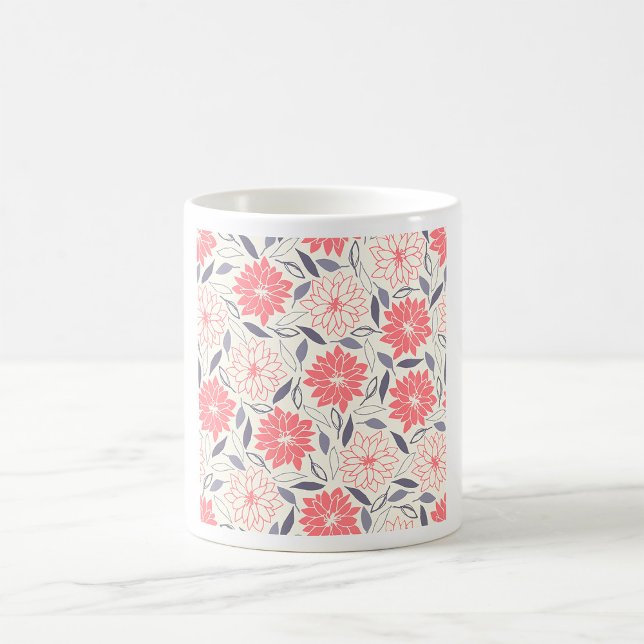 Taza De Café Flores rojas blancas florales en café Mug (Subido por el creador)
