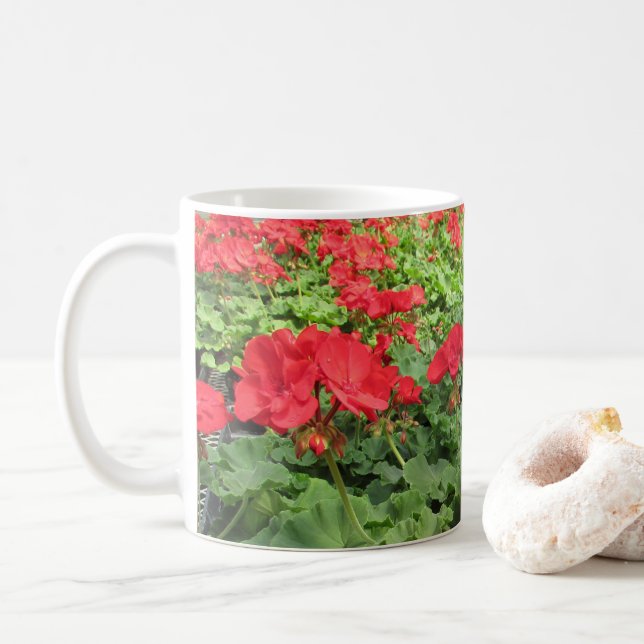 Taza De Café Flores rojas Café Mug (Con donut)