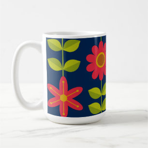 Taza De Café Flores rojas de estilo moderno de mediados de sigl
