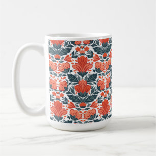 Taza De Café Flores rojas decorativas