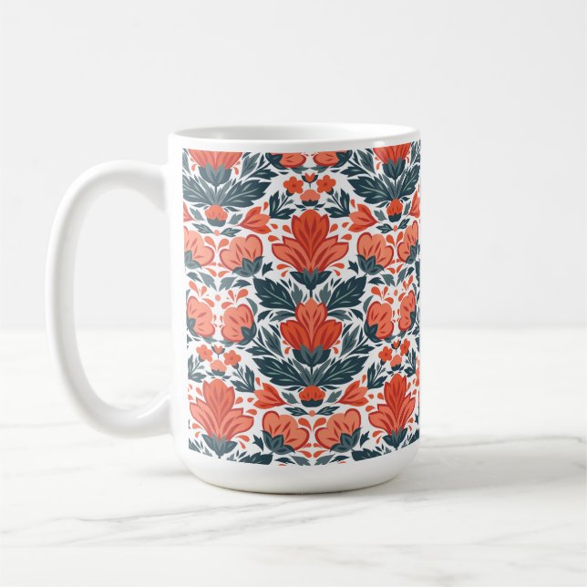 Taza De Café Flores rojas decorativas (Izquierda)