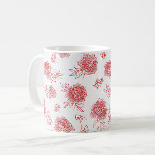 Taza De Café Flores Rojas Elegantes