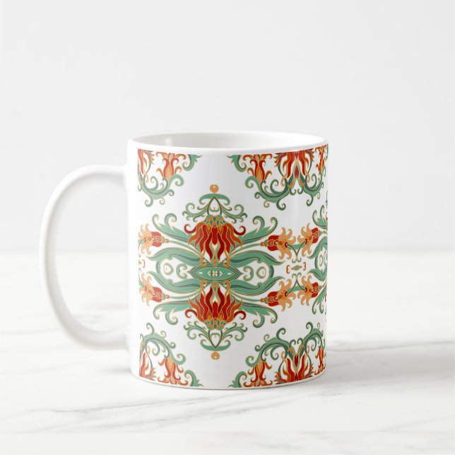 Taza De Café Flores rojas estilo chino ornamental (Izquierda)