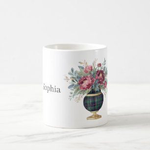 Taza De Café Flores Rojas Florero Cuadros Verdes