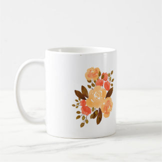 Taza De Café Flores rojas Naranja vintage Floral