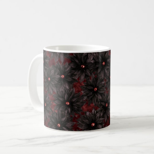 Taza De Café Flores rojas negras (Anverso izquierdo)