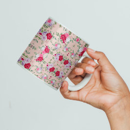 Taza De Café Flores rojas rosadas Arte de patrones