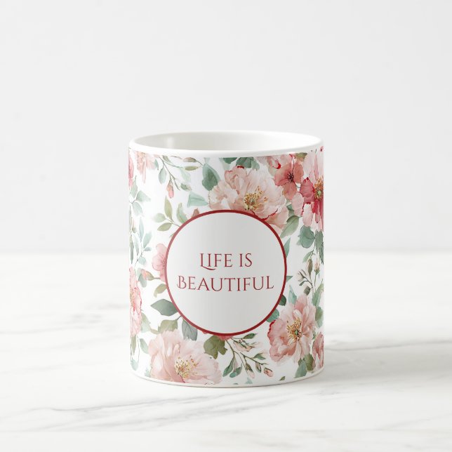 Taza De Café Flores Rojas Rosadas Cotización Personalizada (Centro)