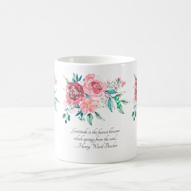 Taza De Café Flores rojas y rosas delgadas (Centro)