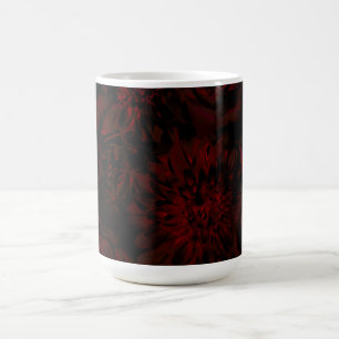 Taza De Café Flores Rojizas Románticas Jardín Oscuro Glam Gótic