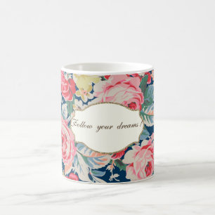 Taza De Café Flores románticas adorables -Mensaje Mottivacional
