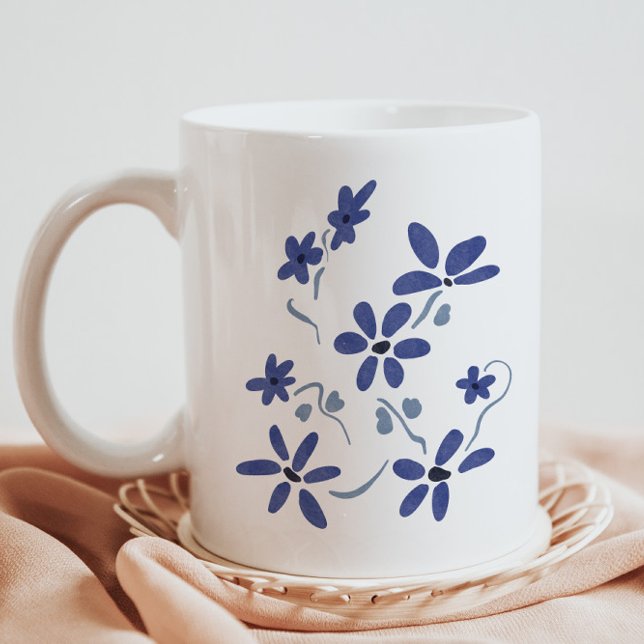 Taza De Café Flores románticas azules (Subido por el creador)