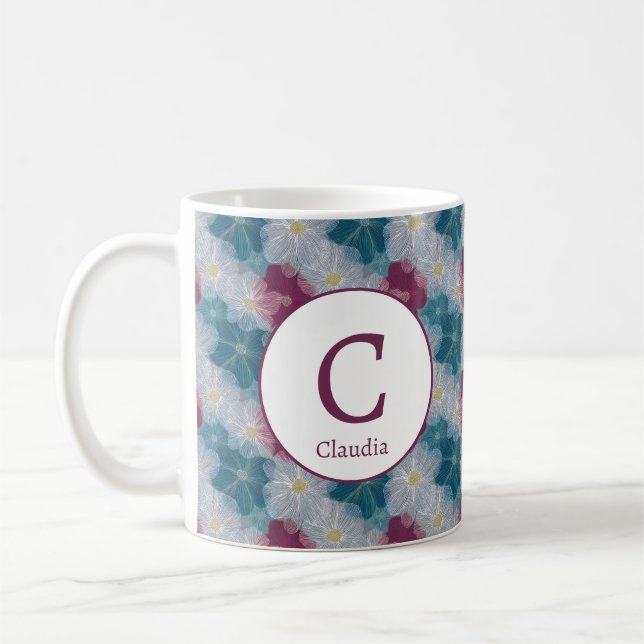Taza De Café Flores románticas de primavera personalizadas (Izquierda)