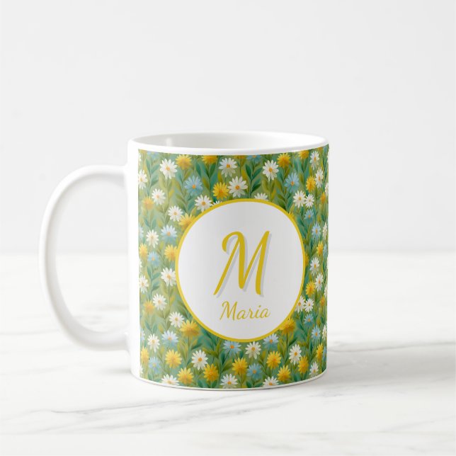 Taza De Café Flores románticas de primavera personalizadas (Izquierda)