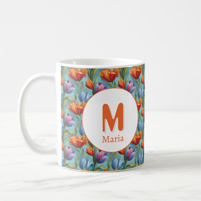 Taza De Café Flores románticas de primavera personalizadas (Izquierda)