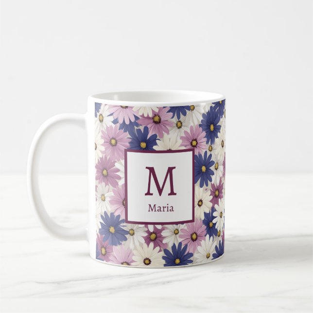 Taza De Café Flores románticas de primavera personalizadas (Izquierda)