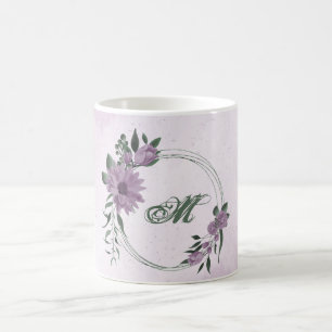 Taza De Café flores románticas polvorientas púrpura vegetación